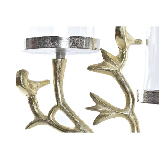Канделабър DKD Home Decor Кристал Златен Алуминий Птици (29