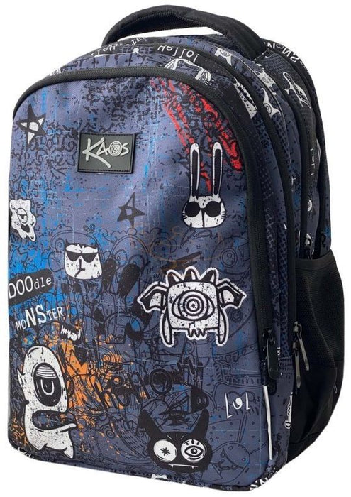 Ученическа раница Kaos 2 в 1 - Doodle Monsters, с 4 отделения