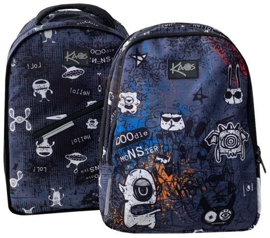 Ученическа раница Kaos 2 в 1 - Doodle Monsters, с 4 отделения