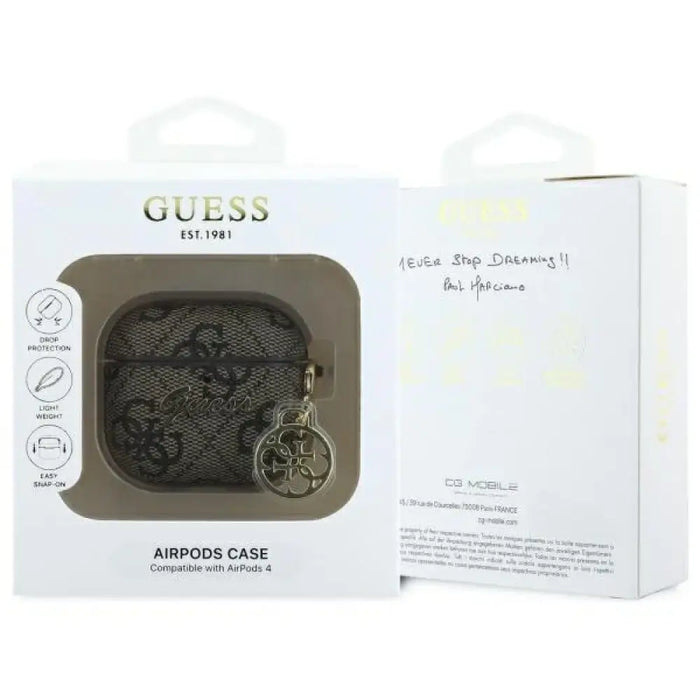 Капак Guess GUA4G4GSMW AirPods 4 кафяв 4G Charm Collection