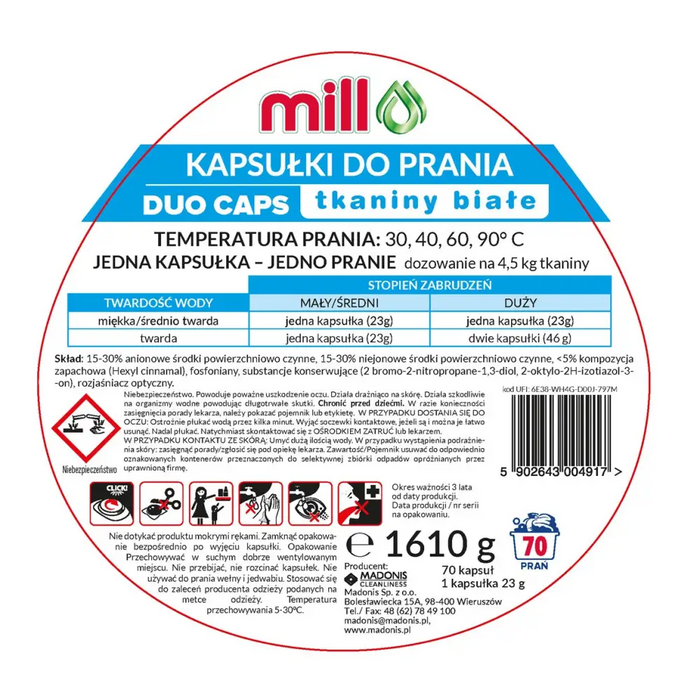 Капсули за пране MILL PRO 2k White 70 бр. (опаковка от 4