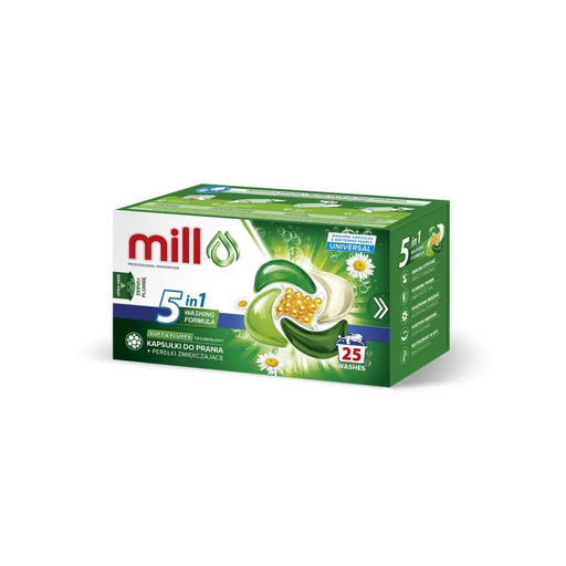 Капсули за пране MILL PRO 5k + омекотяващи перли UNIVERSAL