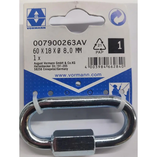 КАРАБИНА ОВАЛ С ГАЙКА VRN 8MM 60/10X18