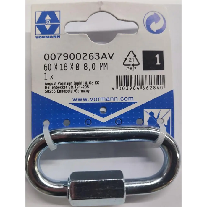 КАРАБИНА ОВАЛ С ГАЙКА VRN 8MM 60/10X18