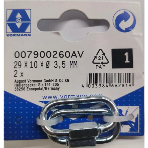 КАРАБИНА ОВАЛ С ГАЙКА 3.5MM 29/5X10 2БР