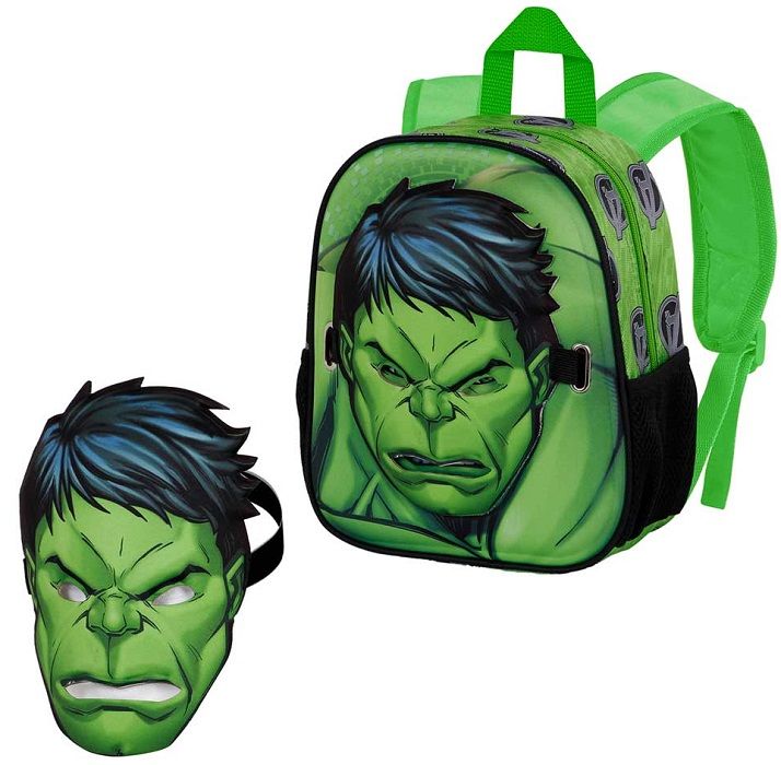 Раница за детска градина Karactermania Hulk - Green Streng, 3D, с маска
