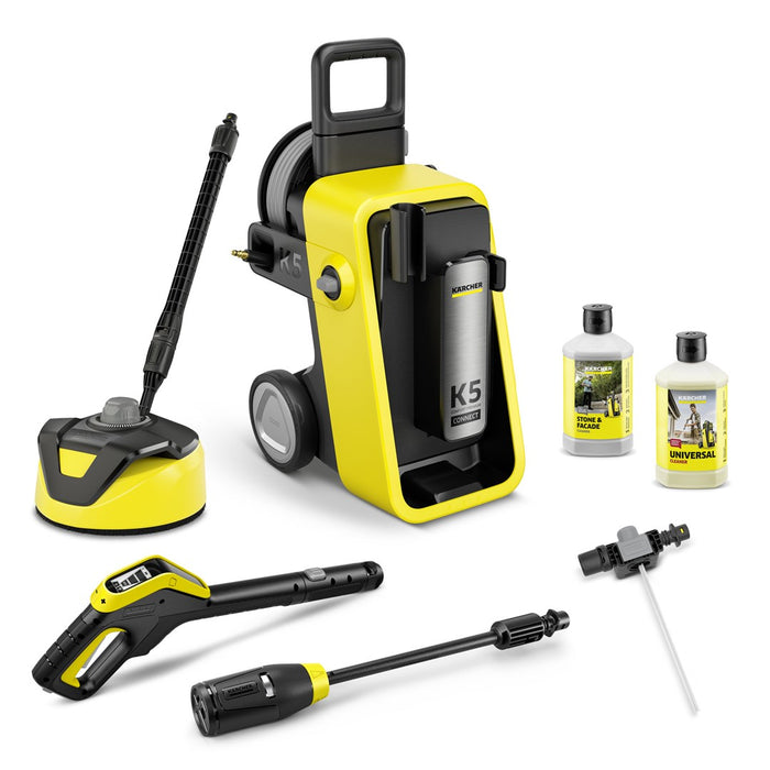 Водоструйка Kärcher K 5 Comfort Premium Connect Home, изправена, 500 л/ч, 2100 W, жълта