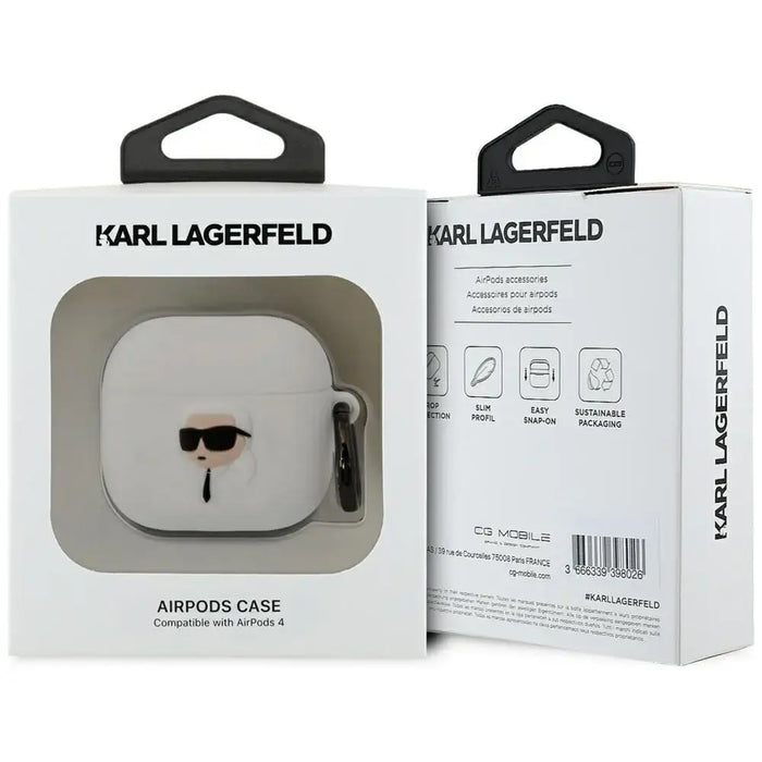 Karl Lagerfeld 3D силиконов NFT калъф за AirPods 4 - бял