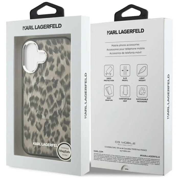 Karl Lagerfeld IML Leopard Pattern MagSafe Case за iPhone
