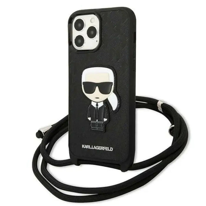 Karl Lagerfeld Leather Monogram Patch and Cord Iconik Case
