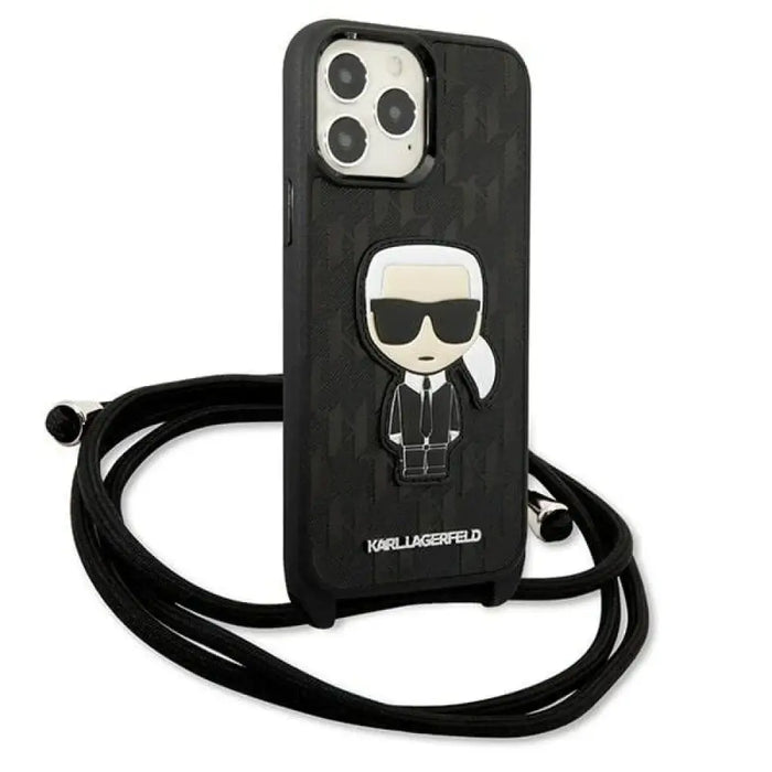 Karl Lagerfeld Leather Monogram Patch and Cord Iconik Case