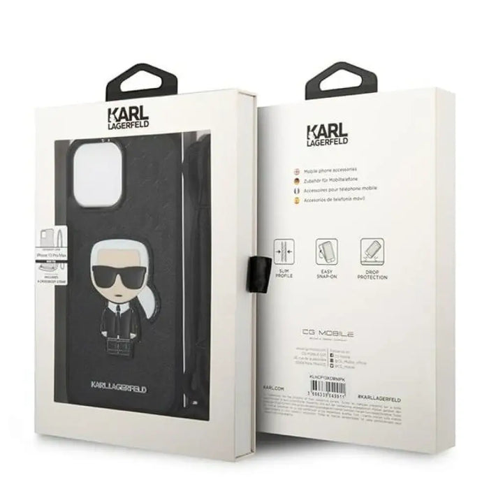 Karl Lagerfeld Leather Monogram Patch and Cord Iconik Case