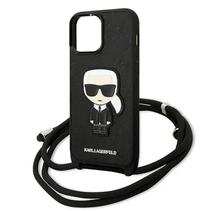 Karl Lagerfeld Leather Monogram Patch and Cord Iconik Case