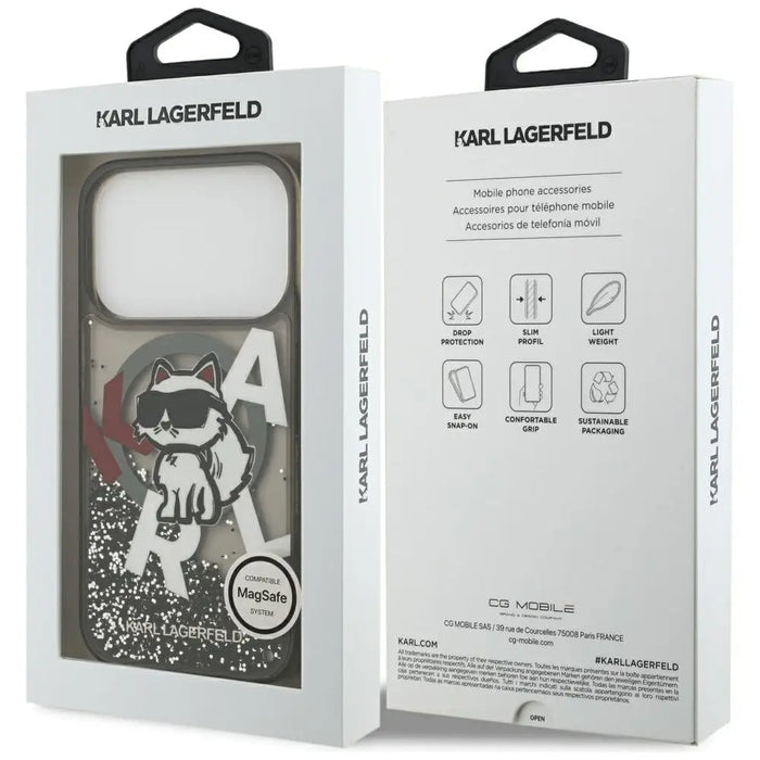 Karl Lagerfeld Liquid Glitter Choupette Logo MagSafe Case