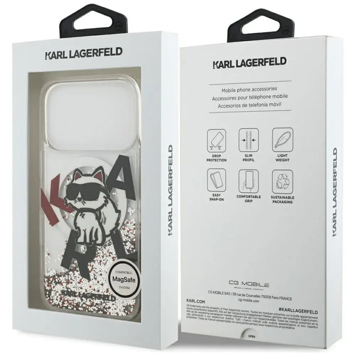 Karl Lagerfeld Liquid Glitter Choupette Logo MagSafe Case