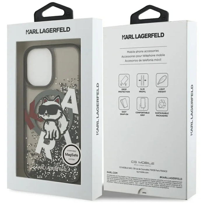 Karl Lagerfeld Liquid Glitter Choupette Logo MagSafe iPhone