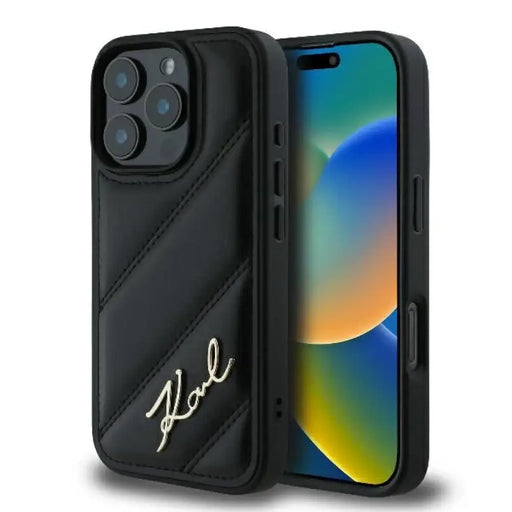 Карл Лагерфелд Quilted Signature калъф за iPhone 16 Pro Max