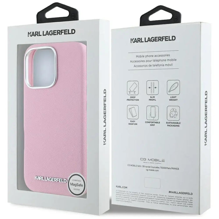 Karl Lagerfeld Saffiano Full Wrapped Elongated Metal Logo