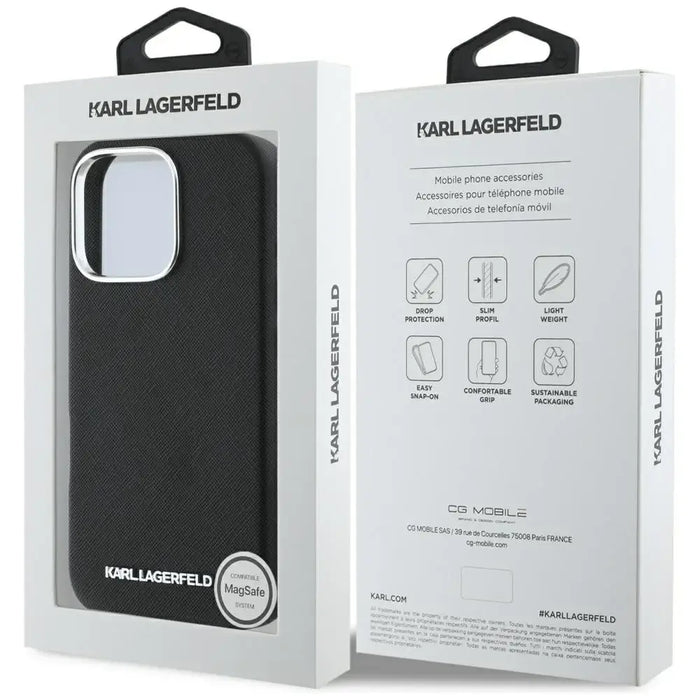 Karl Lagerfeld Saffiano Full Wrapped Elongated Metal Logo