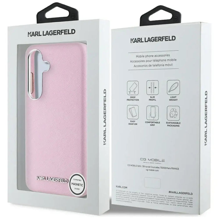Karl Lagerfeld Saffiano Full Wrapped Elongated Metal Logo