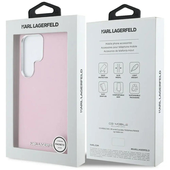 Karl Lagerfeld Saffiano Full Wrapped Elongated Metal Logo