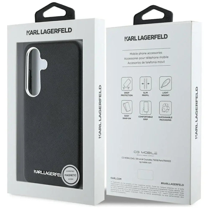Karl Lagerfeld Saffiano Full Wrapped Elongated Metal Logo