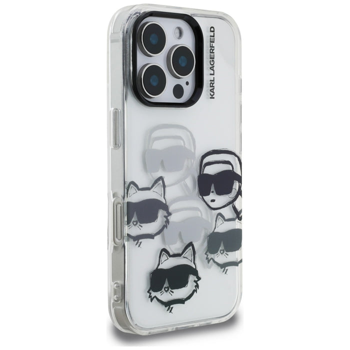 Karl Lagerfeld IML Multi K&C Head Pattern Case за iPhone 16 Pro - прозрачен