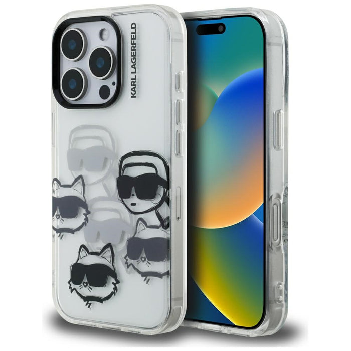 Karl Lagerfeld IML Multi K&C Head Pattern Case за iPhone 16 Pro - прозрачен