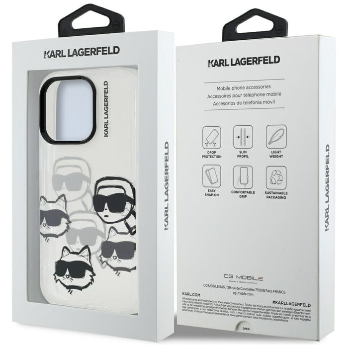 Karl Lagerfeld IML Multi K&C Head Pattern Case за iPhone 16 Pro - прозрачен