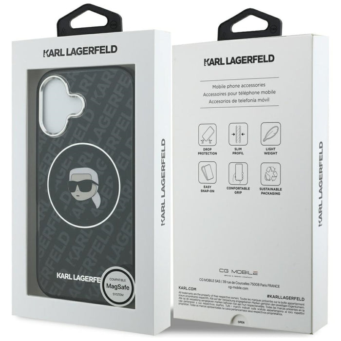 Karl Lagerfeld IML Калъф MagSafe с лого Karl Head за iPhone 17 - черен