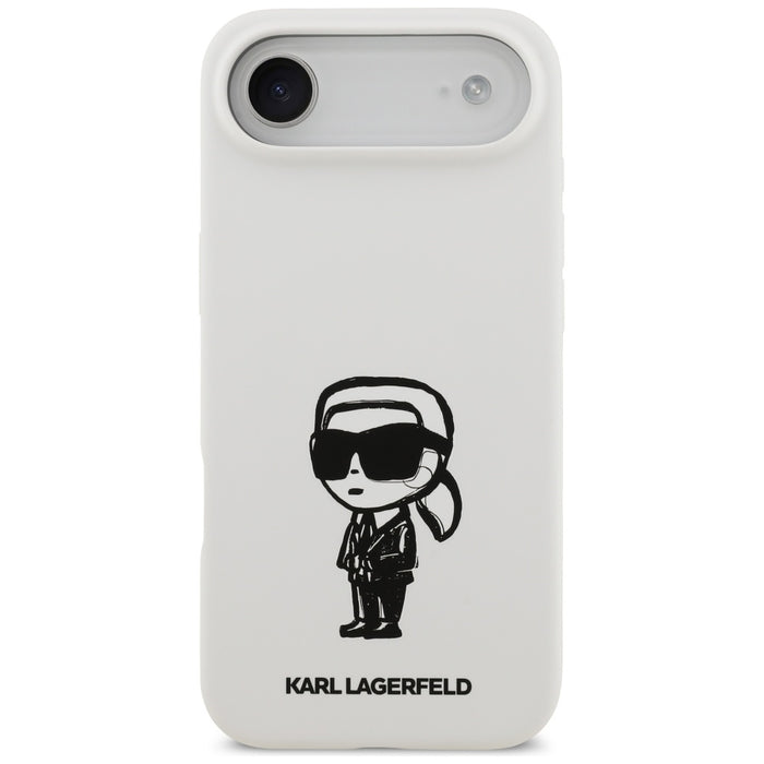 Силиконов калъф Karl Lagerfeld Karl Sketch & Logo MagSafe за iPhone 17 Air - бял