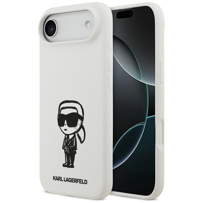 Силиконов калъф Karl Lagerfeld Karl Sketch & Logo MagSafe за iPhone 17 Air - бял