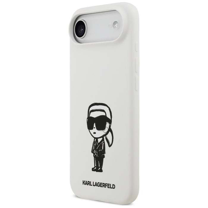 Силиконов калъф Karl Lagerfeld Karl Sketch & Logo MagSafe за iPhone 17 Air - бял