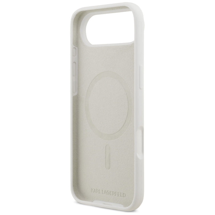 Силиконов калъф Karl Lagerfeld Karl Sketch & Logo MagSafe за iPhone 17 Air - бял