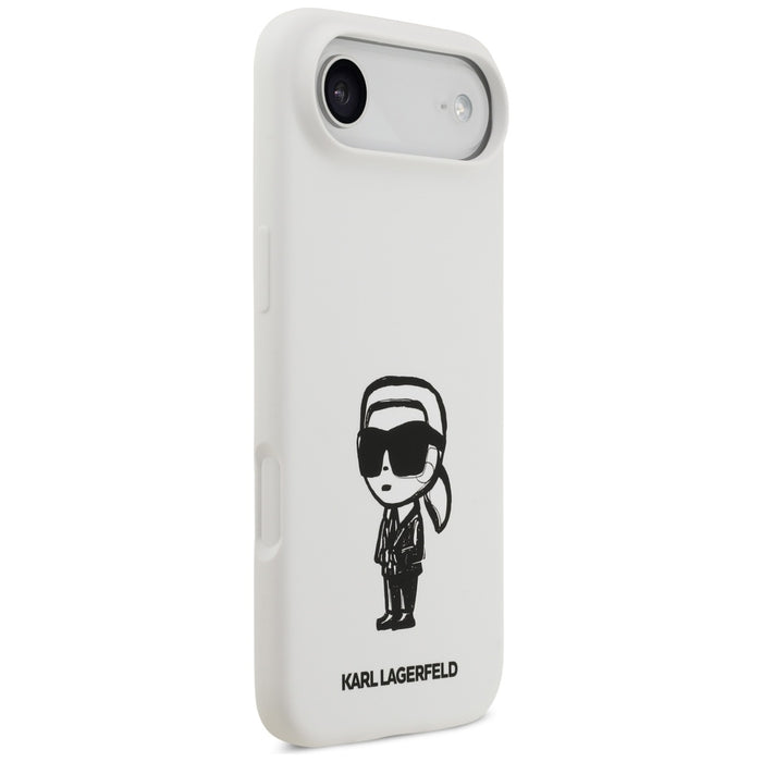 Силиконов калъф Karl Lagerfeld Karl Sketch & Logo MagSafe за iPhone 17 Air - бял