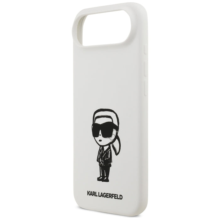 Силиконов калъф Karl Lagerfeld Karl Sketch & Logo MagSafe за iPhone 17 Air - бял