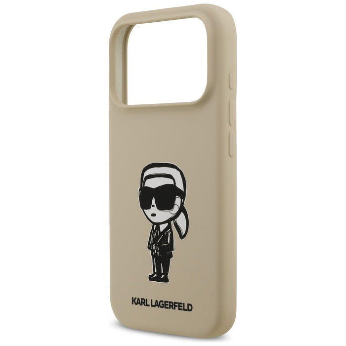 Силиконов калъф Karl Lagerfeld Karl Sketch & Logo MagSafe за iPhone 17 Pro - кафяв