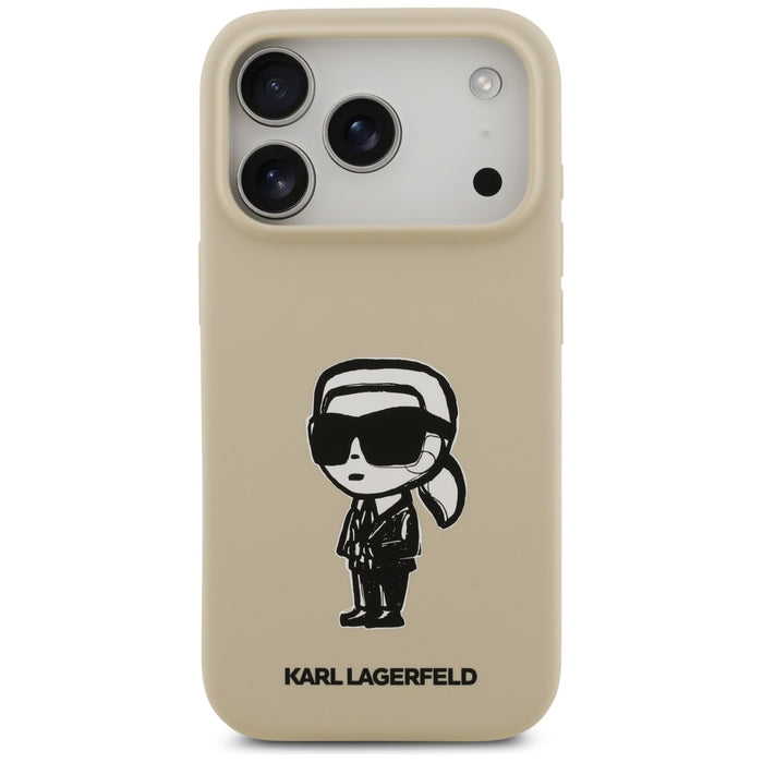 Силиконов калъф Karl Lagerfeld Karl Sketch & Logo MagSafe за iPhone 17 Pro - кафяв