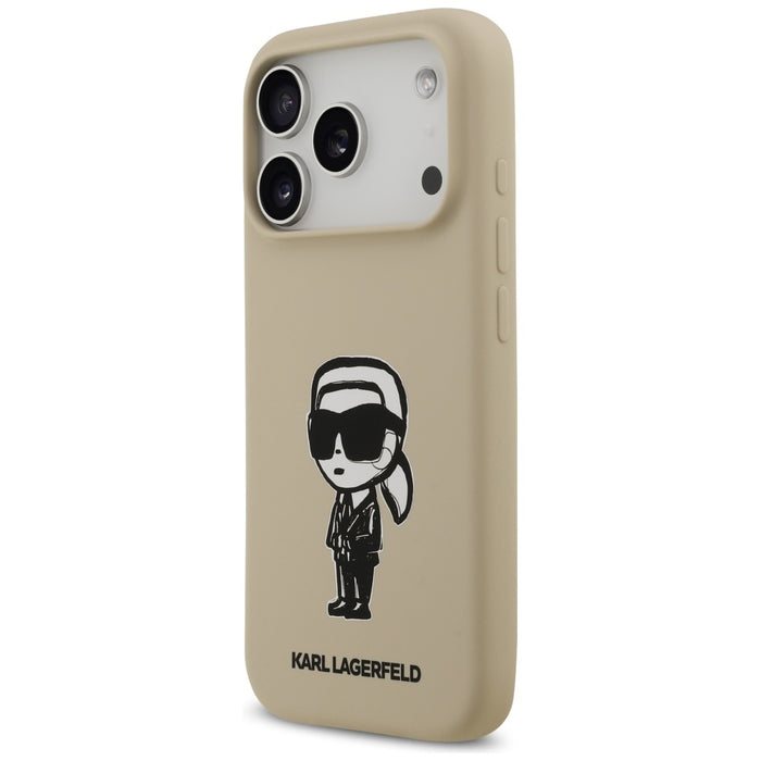 Силиконов калъф Karl Lagerfeld Karl Sketch & Logo MagSafe за iPhone 17 Pro - кафяв