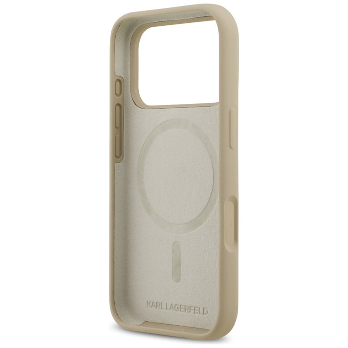Силиконов калъф Karl Lagerfeld Karl Sketch & Logo MagSafe за iPhone 17 Pro - кафяв