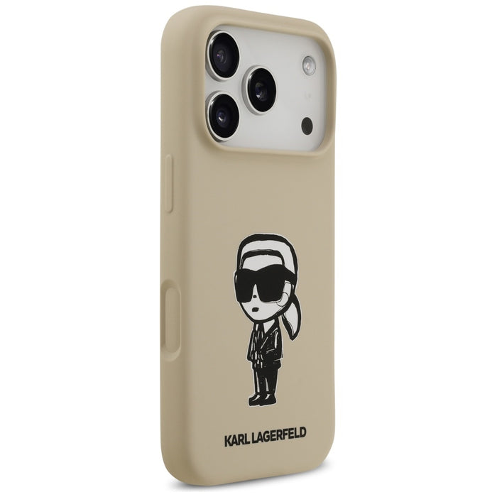 Силиконов калъф Karl Lagerfeld Karl Sketch & Logo MagSafe за iPhone 17 Pro - кафяв