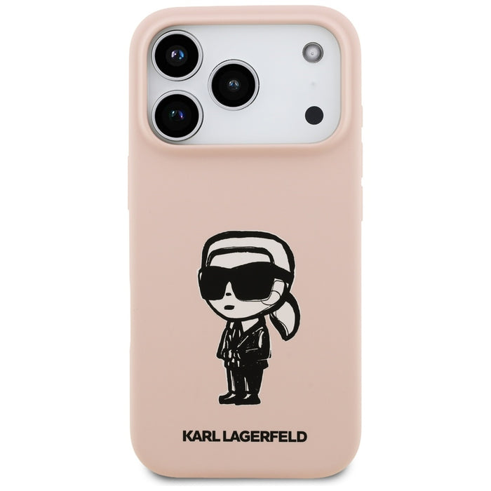 Силиконов калъф Karl Lagerfeld Karl Sketch & Logo MagSafe за iPhone 17 Pro Max - розов