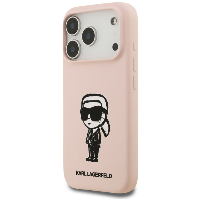 Силиконов калъф Karl Lagerfeld Karl Sketch & Logo MagSafe за iPhone 17 Pro Max - розов