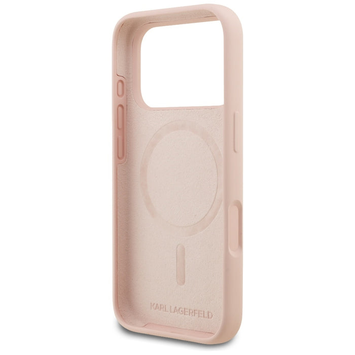 Силиконов калъф Karl Lagerfeld Karl Sketch & Logo MagSafe за iPhone 17 Pro Max - розов