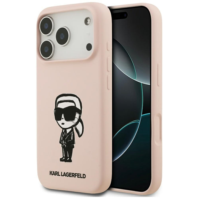 Силиконов калъф Karl Lagerfeld Karl Sketch & Logo MagSafe за iPhone 17 Pro Max - розов