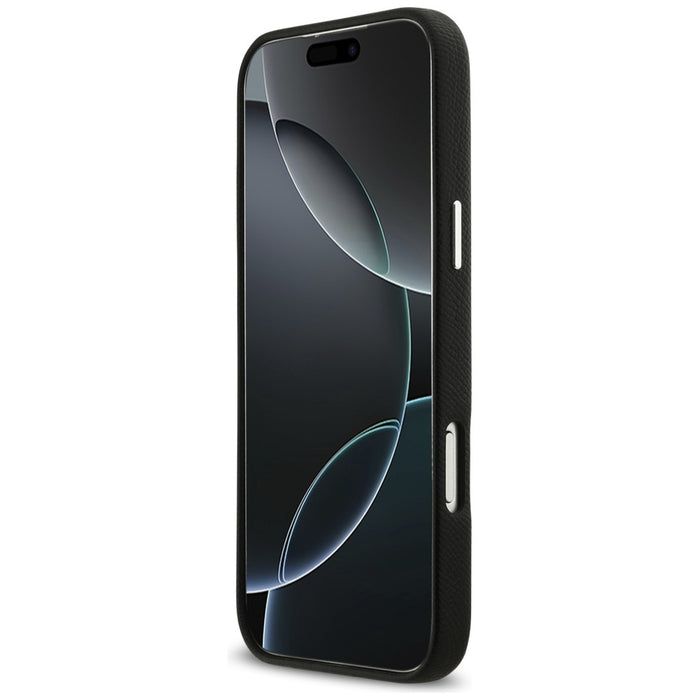 Кейс с лого на Karl Lagerfeld FW Grained Signature за iPhone 17 Pro Max - черен