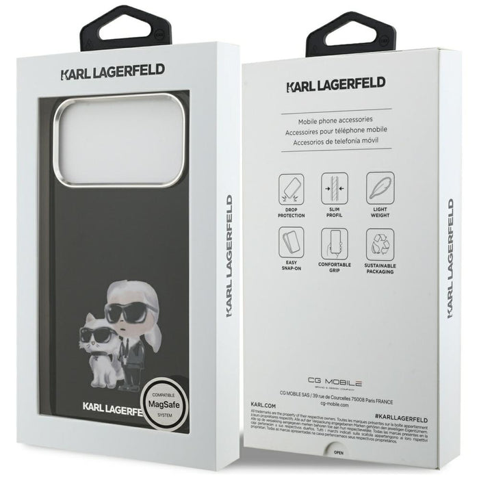 Кейс Karl Lagerfeld IML Aquarelle с лого и емблема Karl & Choupette за iPhone 17 Pro - черен