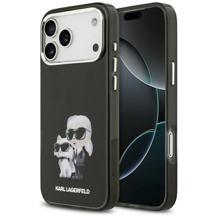 Кейс Karl Lagerfeld IML Aquarelle с лого и емблема Karl & Choupette за iPhone 17 Pro - черен