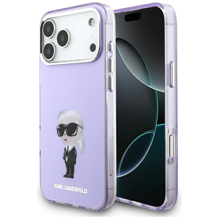 Кейс Karl Lagerfeld IML Aquarelle Karl & Choupette & Logo MagSafe за iPhone 17 Pro Max - лилав