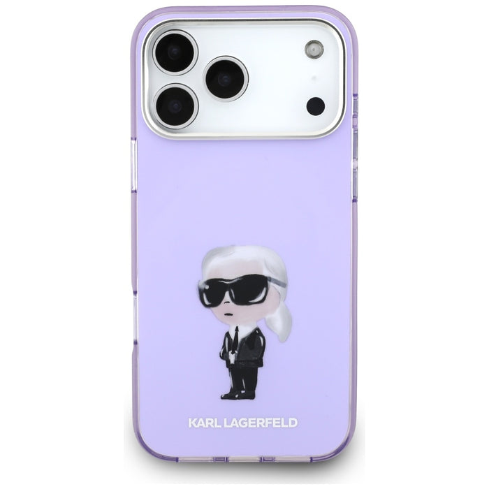 Кейс Karl Lagerfeld IML Aquarelle Karl & Choupette & Logo MagSafe за iPhone 17 Pro Max - лилав